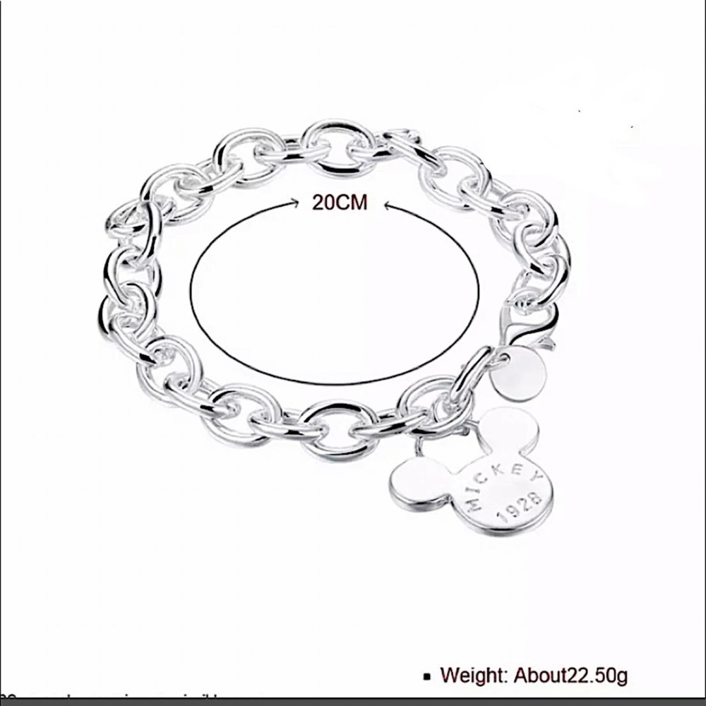 Sterling Silver Mickey Mouse Charm Bracelet - Picture 7 of 8